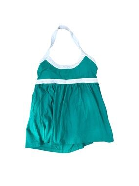 Moda International Y2K Teal & White Halter Top L